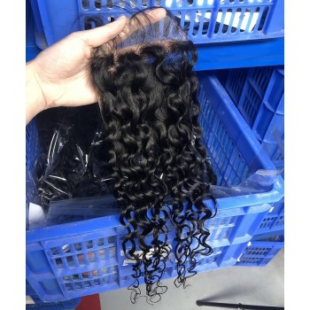 Water Wave Human Hair 6x6 Lace Closure With Baby Hair