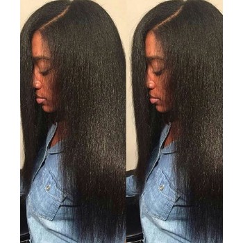 Coarse Yaki HD Lace Closure Wig 130% Density 10-30 Inches