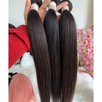 Coarse Yaki Straight Malaysian Virgin Hair Bundles 3Pics