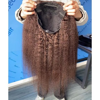 Kinky Straight Half Wig Human Hair For Women 10-30 Inches None Lace