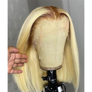 #4/613 Color Bob Lace Front Human Hair Wigs 150% Density