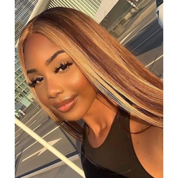Highlight Ombre Color 360 Lace Frontal Wig Pre Plucked
