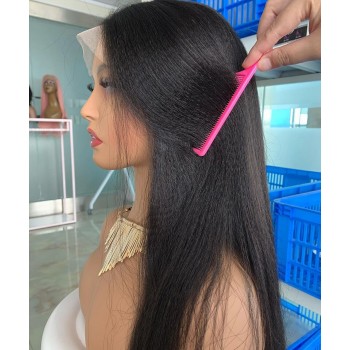 13x4 HD Lace Front Italian Yaki Wigs 130% Density 10-30 Inches Human Hair