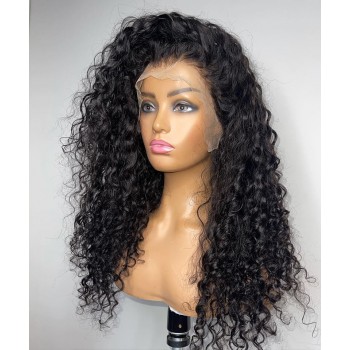 Deep Wave Full Lace Human Hair Wigs Pre Plucked 180% Density