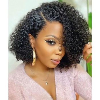Short Curly Bob Full Lace Wigs Pre Plucked Natural Hairline 150% Density