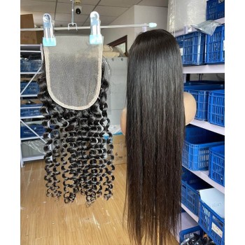 Kinky Curly Human Hair Lace Closure 4x4 Lace Size