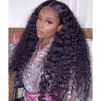 Brazilian Deep Curly Lace Front Human Hair Wigs 250% Density