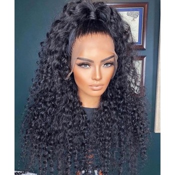 300% Deep Curly Pre Plucked 13X4 Lace Front Hair Wigs
