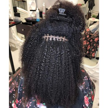 Afro Kinky Curly Nano Ring Human Hair Extensions 8-30 Inches