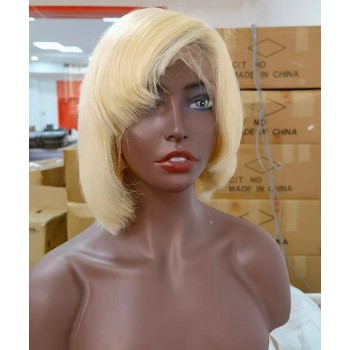 613 Blonde Pixie Cut Lace Wig Short Human Hair Wigs