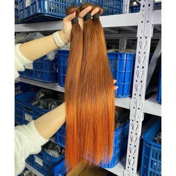 Colored Straight Human Virgin Hair Weave Bundles 3 Pcs