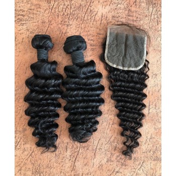 Lace Closure With Deep Human Hair Weaves For Sale