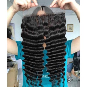 Deep Wave 5x5 Lace Closure Human Hair Pre Plucked