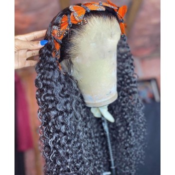 200% Density Deep Curly Lace Front Wigs For Black Women