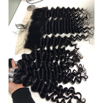 Deep Wave Bundles With 13X6 Lace Frontal Closures