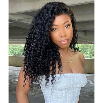 Deep Curly HD Lace Closure Human Hair Wigs Glueless 130% Density