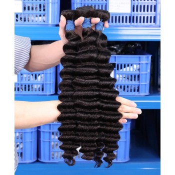 Deep Wave Chinese Virgin Hair Weave Bundles 3 Pics