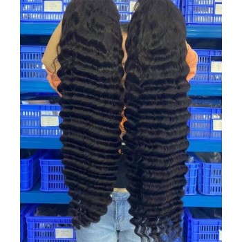 Deep Wave 370 Lace Frontal Wig Pre Plucked With Baby Hair