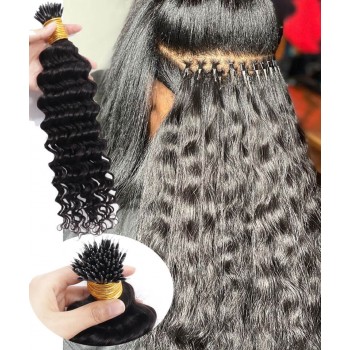 Deep Wave Nano Ring Human Hair Extensions 8-30 Inches