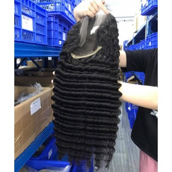 200% Density Deep Wave 13x4 Transparent Lace Frontal Wigs For Black Women