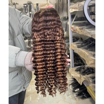 Ombre Color Deep Wave 13X4 Lace Front Wig Pre Plucked