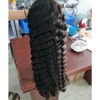 Deep Wave Lace Closure Wig Human Hair 200% Density 6X6 HD Lace Closure Wig
