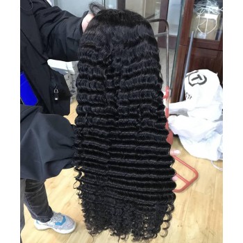Deep Wave 13X6 Lace Front Wigs With Fake Scalp Pre Plucked