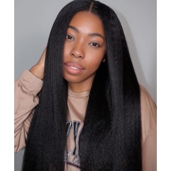 2x6 HD Lace Closure Italian Yaki Straight Wigs 130% Density