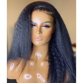 Kinky Straight 180% Density 360 Lace Frontal Wig Pre Plucked