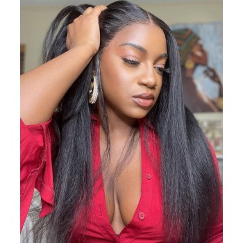 300% Density Light Yaki Straight Human Virgin Hair Wigs