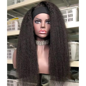 Kinky Straight Headband Wigs For Black Women 150% Density