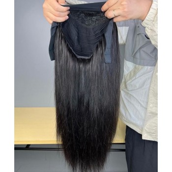Cheap Straight Headband Human Hair None Lace Wigs