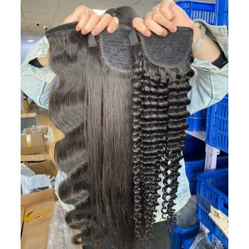 Straight Wrap Ponytail Human Hair Extensions 10-26 Inches