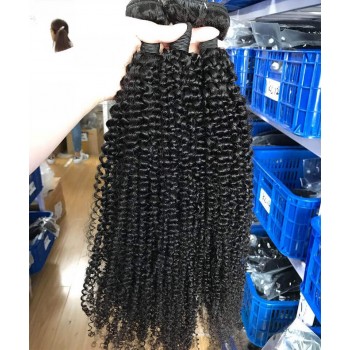 Kinky Curly Peruvian Virgin Hair Weave Bundles For Sale