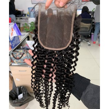 Kinky Curly 6x6 Lace Closure Human Hair  Pre Plucked