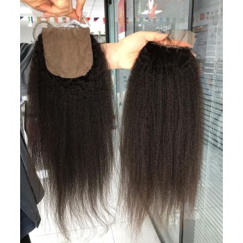 Pre Plucked Kinky Straight 4x4 Silk Base Closures For Sales