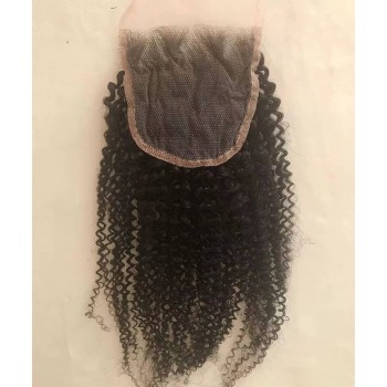 Afro Kinky Curly 5x5 Lace Closure Human Hair Pre Plucked