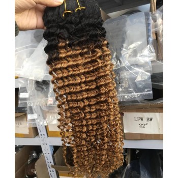 1B/27 Ombre Color Kinky Curly Clip In Human Hair Extensions