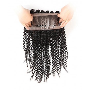Pre Plucked Kinky Curly 360 Lace Frontal Closure For Sale