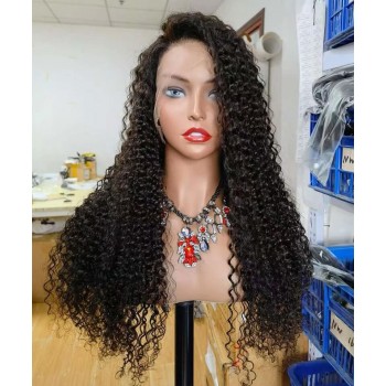 180% Density Kinky Curly Full Lace Human Virgin Hair Wigs
