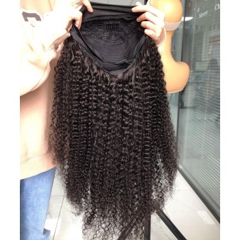 Headband Wigs Kinky Curly 150% Density Human Hair Wigs