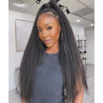 250% Density 6X6 HD Lace Closure Wigs Kinky Straight Wig 10-30 Inches