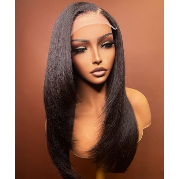 Kinky Straight 6X6 Lace Closure Wig HD Lace Closure Wig 180% Density