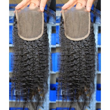 Kinky Straight 5x5 Lace Closure Human Hair Pre Plucked