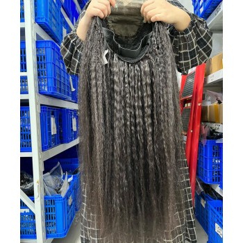 Kinky Straight Lace Closure Wigs 180% Density Human Hair