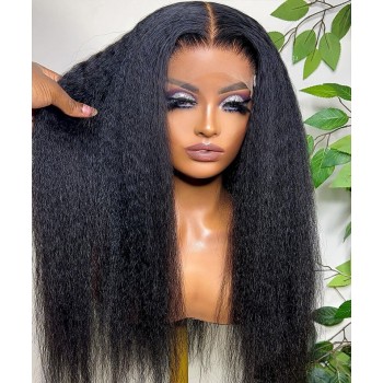 Kinky Straight 360 HD Lace Frontal Human Virgin Hair Wigs