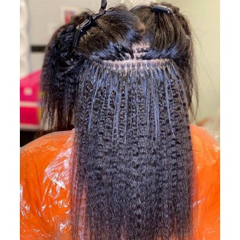 Kinky Straight Nano Ring Human Hair Extensions 8-30 Inches