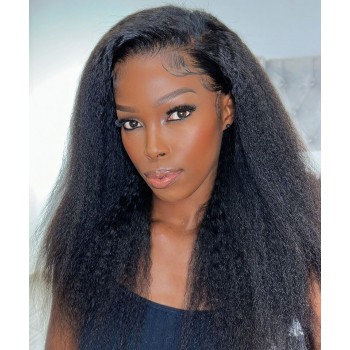 Kinky Straight 4X4 Lace Closure Wigs With Baby Hair