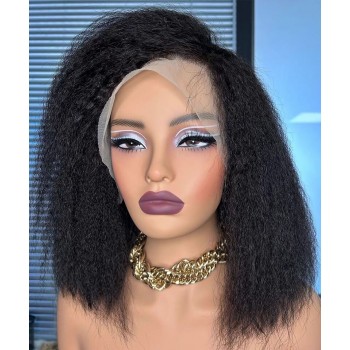 Kinky Straight 13x6 HD Lace Frontal Wig Pre Plucked With Baby Hair 130% Density