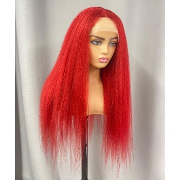99J Color Kinky Straight 13X4 Lace Front Wigs 150% Density
